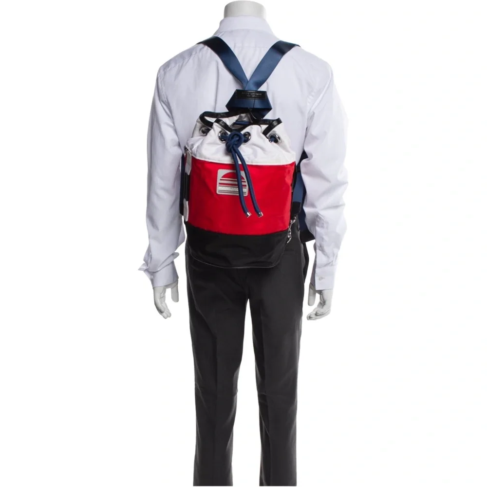 Marc Jacobs Red White Black Unisex Sport Nylon Bucket Sling Duffle Backpack NEW